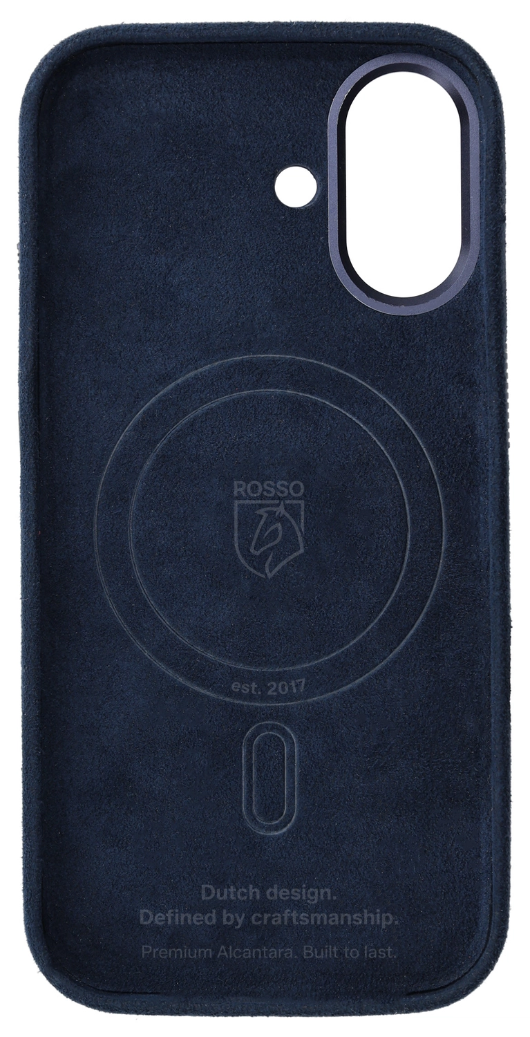 Rosso Avanti Apple iPhone 16 Hoesje Alcantara MagSafe Back Cover Blauw afbeelding 8