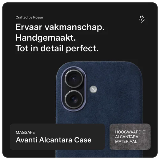 Rosso Avanti Apple iPhone 16 Hoesje Alcantara MagSafe Back Cover Blauw afbeelding 3