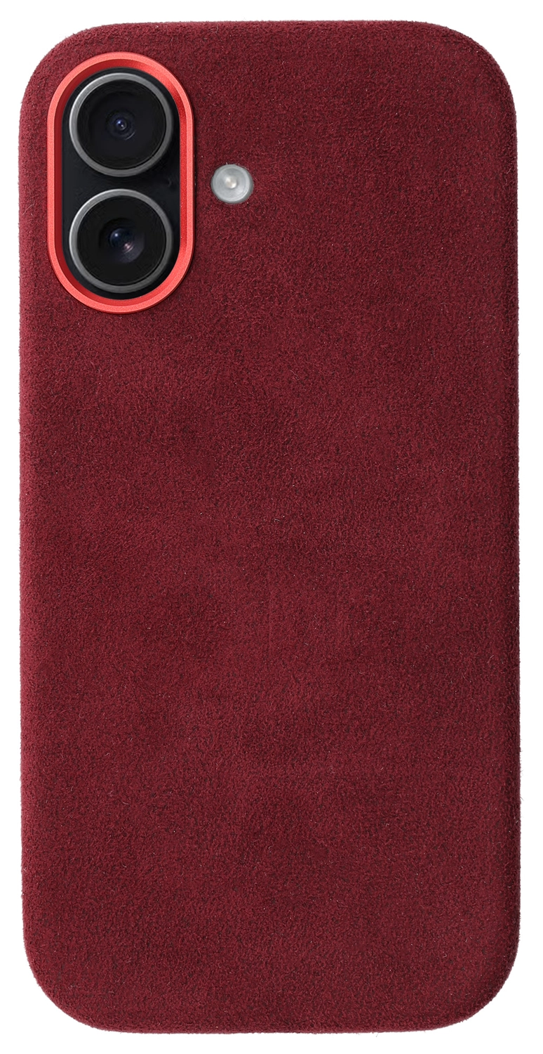 Rosso Avanti Apple iPhone 16 Hoesje Alcantara MagSafe Back Cover Burgundy afbeelding 1