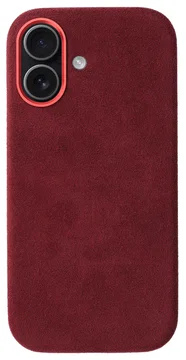 Rosso Avanti Apple iPhone 16 Hoesje Alcantara MagSafe Back Cover Burgundy