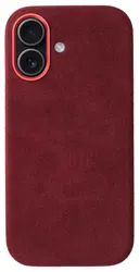 Rosso Avanti Apple iPhone 16 Hoesje Alcantara MagSafe Back Cover Burgundy afbeelding