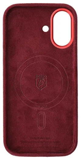 Rosso Avanti Apple iPhone 16 Hoesje Alcantara MagSafe Back Cover Burgundy afbeelding 8