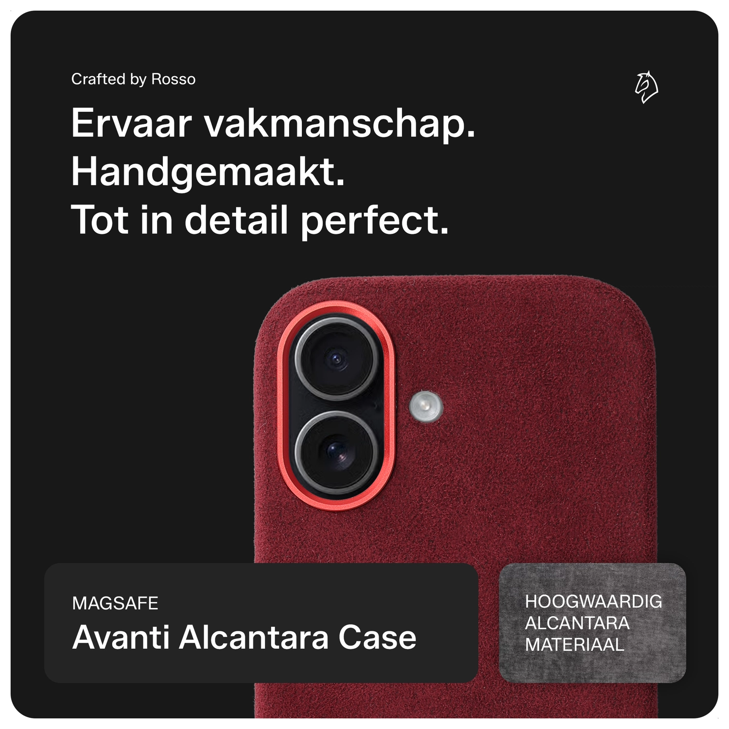 Rosso Avanti Apple iPhone 16 Hoesje Alcantara MagSafe Back Cover Burgundy afbeelding 3