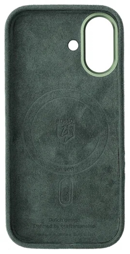 Rosso Avanti Apple iPhone 16 Hoesje Alcantara MagSafe Back Cover Groen afbeelding 8
