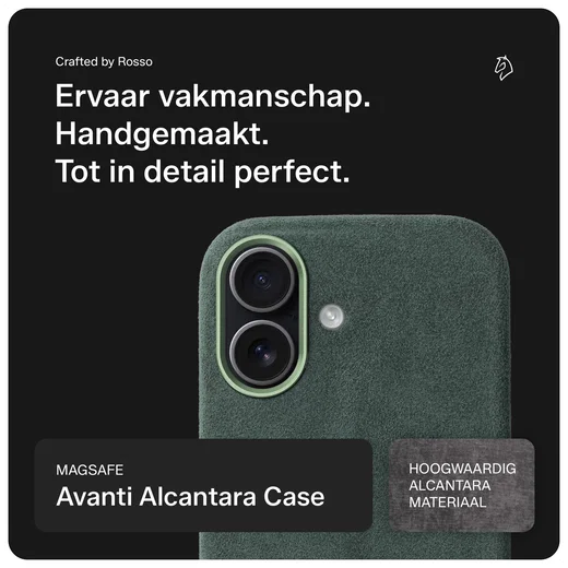 Rosso Avanti Apple iPhone 16 Hoesje Alcantara MagSafe Back Cover Groen afbeelding 3