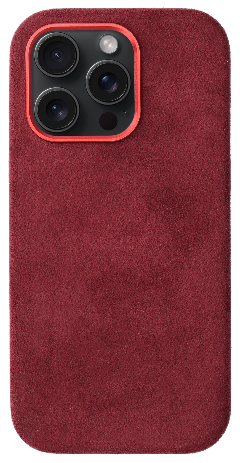 Rosso Avanti Apple iPhone 16 Pro Hoesje Alcantara MagSafe Back Cover Burgundy afbeelding 1