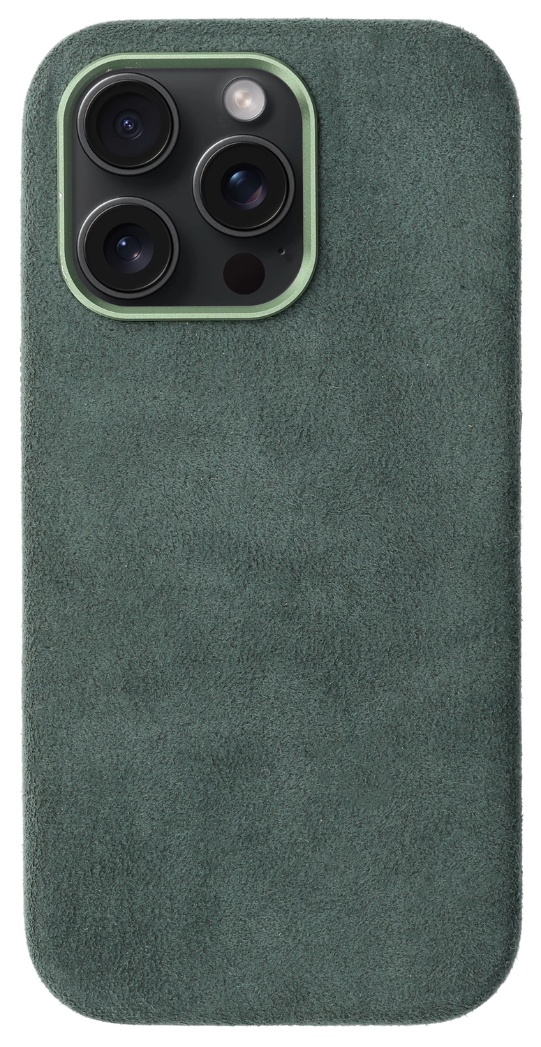Rosso Avanti Apple iPhone 16 Pro Hoesje Alcantara MagSafe Back Cover Groen afbeelding 1