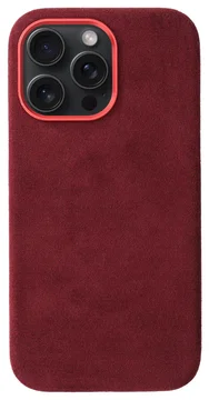 Rosso Avanti iPhone 16 Pro Max Hoesje Alcantara MagSafe Back Cover Burgundy