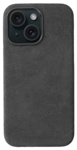 Rosso Avanti Apple iPhone 15 Hoesje Alcantara MagSafe Back Cover Grijs afbeelding 1
