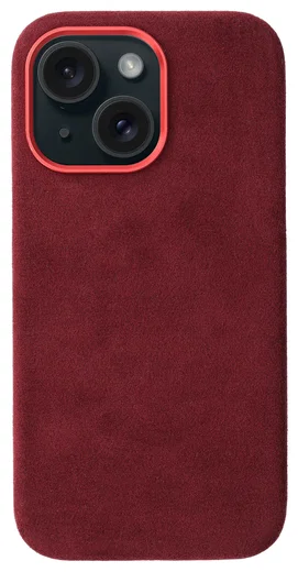 Rosso Avanti Apple iPhone 15 Hoesje Alcantara MagSafe Back Cover Burgundy afbeelding 1