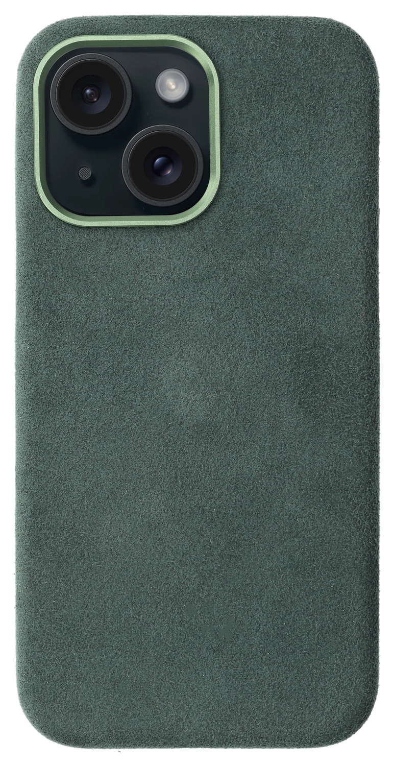 Rosso Avanti Apple iPhone 15 Hoesje Alcantara MagSafe Back Cover Groen afbeelding 1