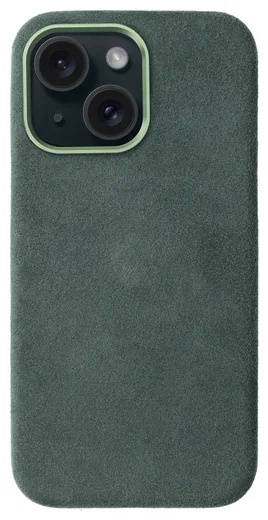 Rosso Avanti Apple iPhone 15 Hoesje Alcantara MagSafe Back Cover Groen afbeelding 1