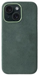 Rosso Avanti Apple iPhone 15 Hoesje Alcantara MagSafe Back Cover Groen afbeelding