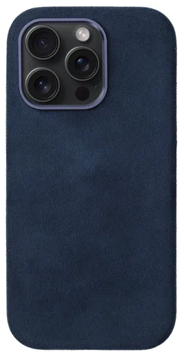 Rosso Avanti Apple iPhone 15 Pro Hoesje Alcantara MagSafe Back Cover Blauw afbeelding 1