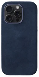 Rosso Avanti Apple iPhone 15 Pro Hoesje Alcantara MagSafe Back Cover Blauw afbeelding