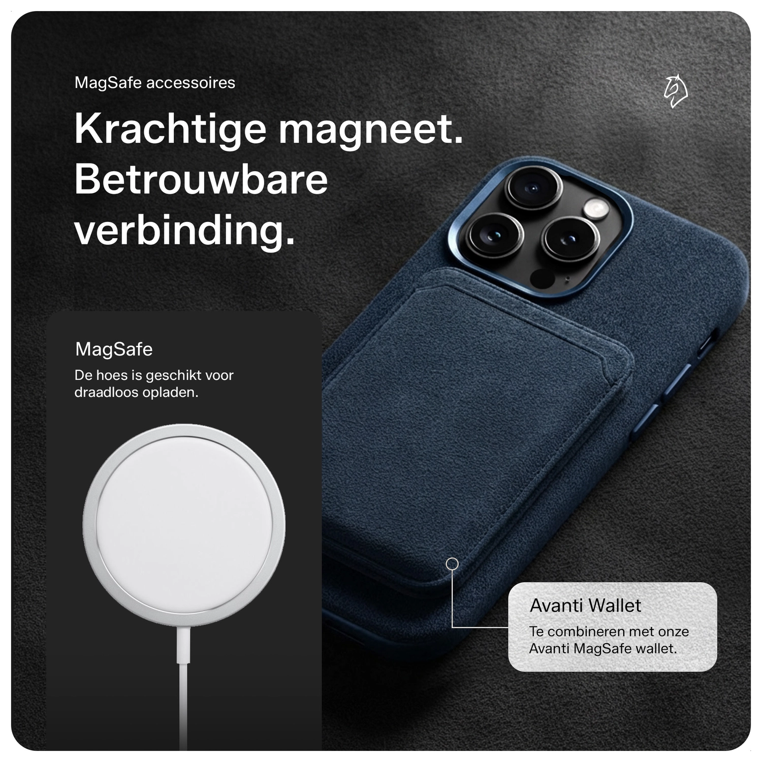 Rosso Avanti Apple iPhone 15 Pro Hoesje Alcantara MagSafe Back Cover Blauw afbeelding 7