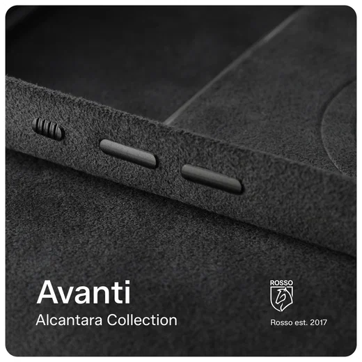 Rosso Avanti Apple iPhone 15 Pro Hoesje Alcantara MagSafe Back Cover Blauw afbeelding 10