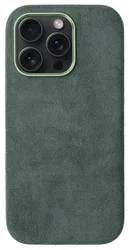 Rosso Avanti Apple iPhone 15 Pro Hoesje Alcantara MagSafe Back Cover Groen afbeelding