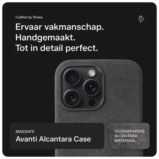 Rosso Avanti iPhone 15 Pro Max Hoesje Alcantara MagSafe Back Cover Grijs afbeelding 4