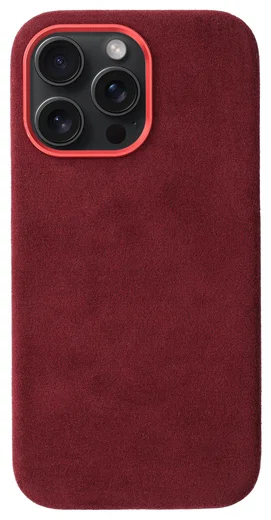Rosso Avanti iPhone 15 Pro Max Hoesje Alcantara MagSafe Back Cover Burgundy afbeelding 1