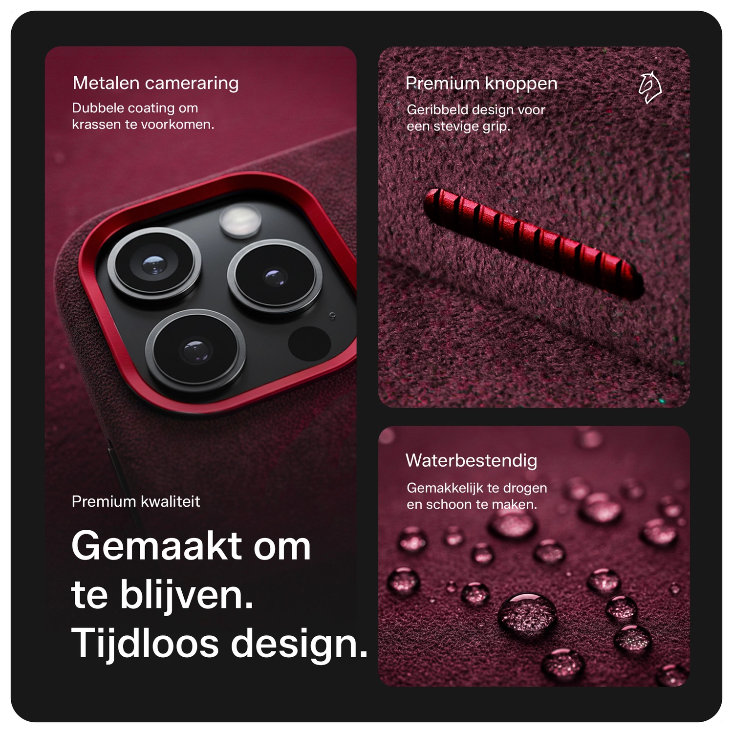 Rosso Avanti iPhone 15 Pro Max Hoesje Alcantara MagSafe Back Cover Burgundy afbeelding 5