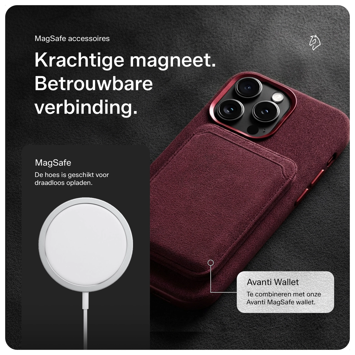 Rosso Avanti iPhone 15 Pro Max Hoesje Alcantara MagSafe Back Cover Burgundy afbeelding 7