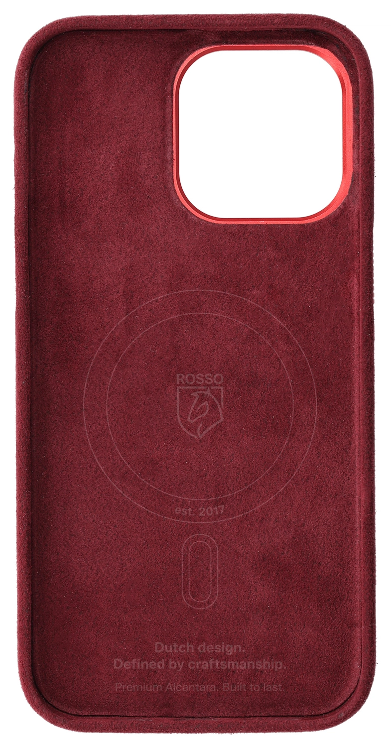 Rosso Avanti iPhone 15 Pro Max Hoesje Alcantara MagSafe Back Cover Burgundy afbeelding 8