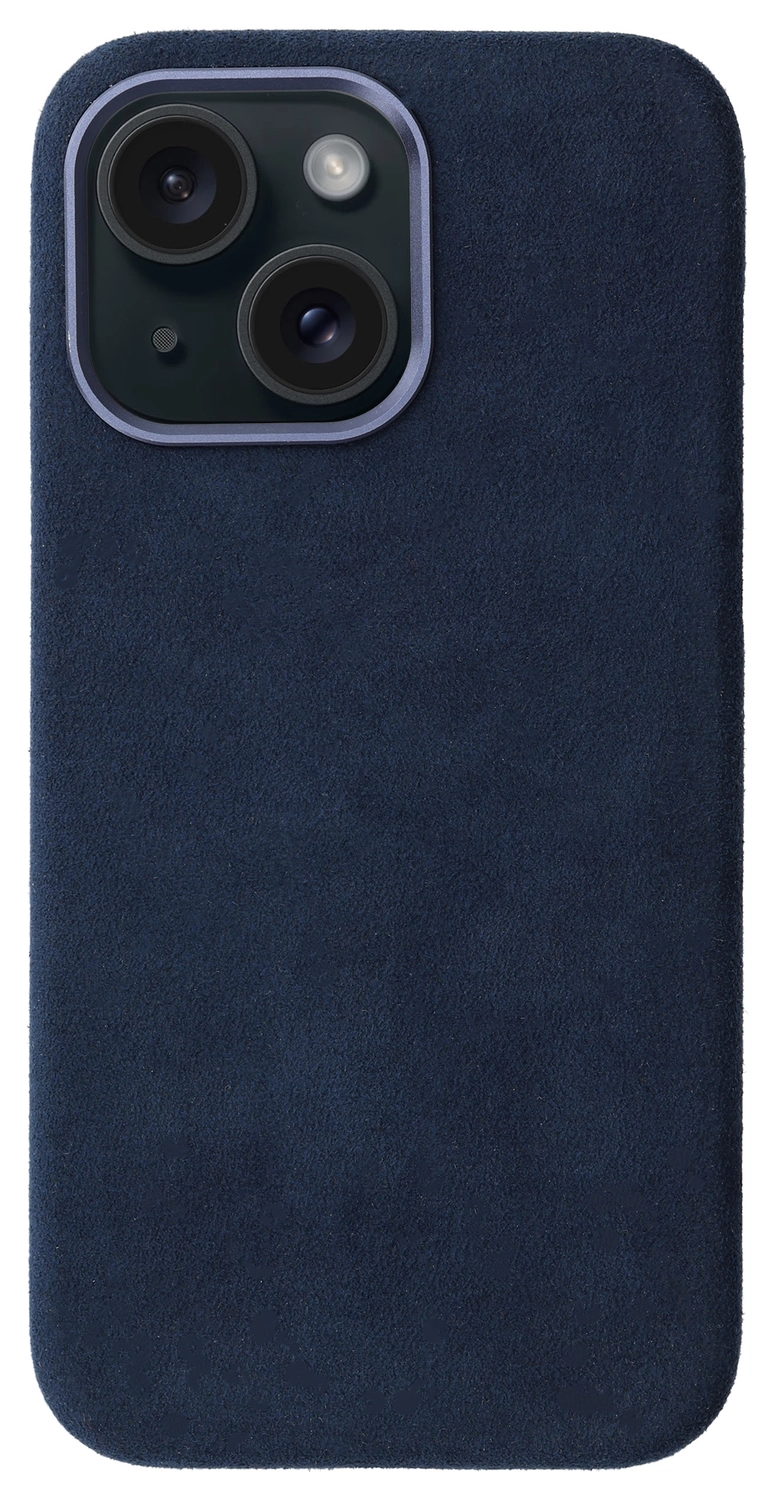 Rosso Avanti Apple iPhone 14 / 13 Hoesje Alcantara MagSafe Back Cover Blauw afbeelding 1