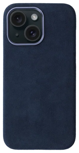 Rosso Avanti Apple iPhone 14 / 13 Hoesje Alcantara MagSafe Back Cover Blauw afbeelding 1