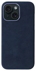 Rosso Avanti Apple iPhone 14 / 13 Hoesje Alcantara MagSafe Back Cover Blauw afbeelding