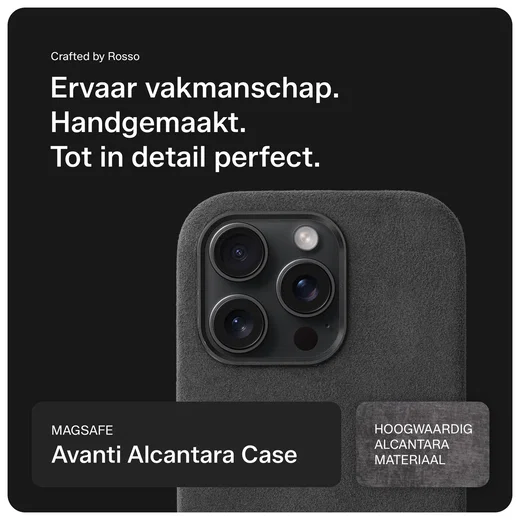 Rosso Avanti Apple iPhone 14 Pro Hoesje Alcantara MagSafe Back Cover Grijs afbeelding 4