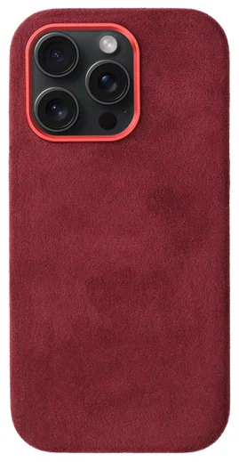 Rosso Avanti Apple iPhone 14 Pro Hoesje Alcantara MagSafe Back Cover Burgundy afbeelding 1