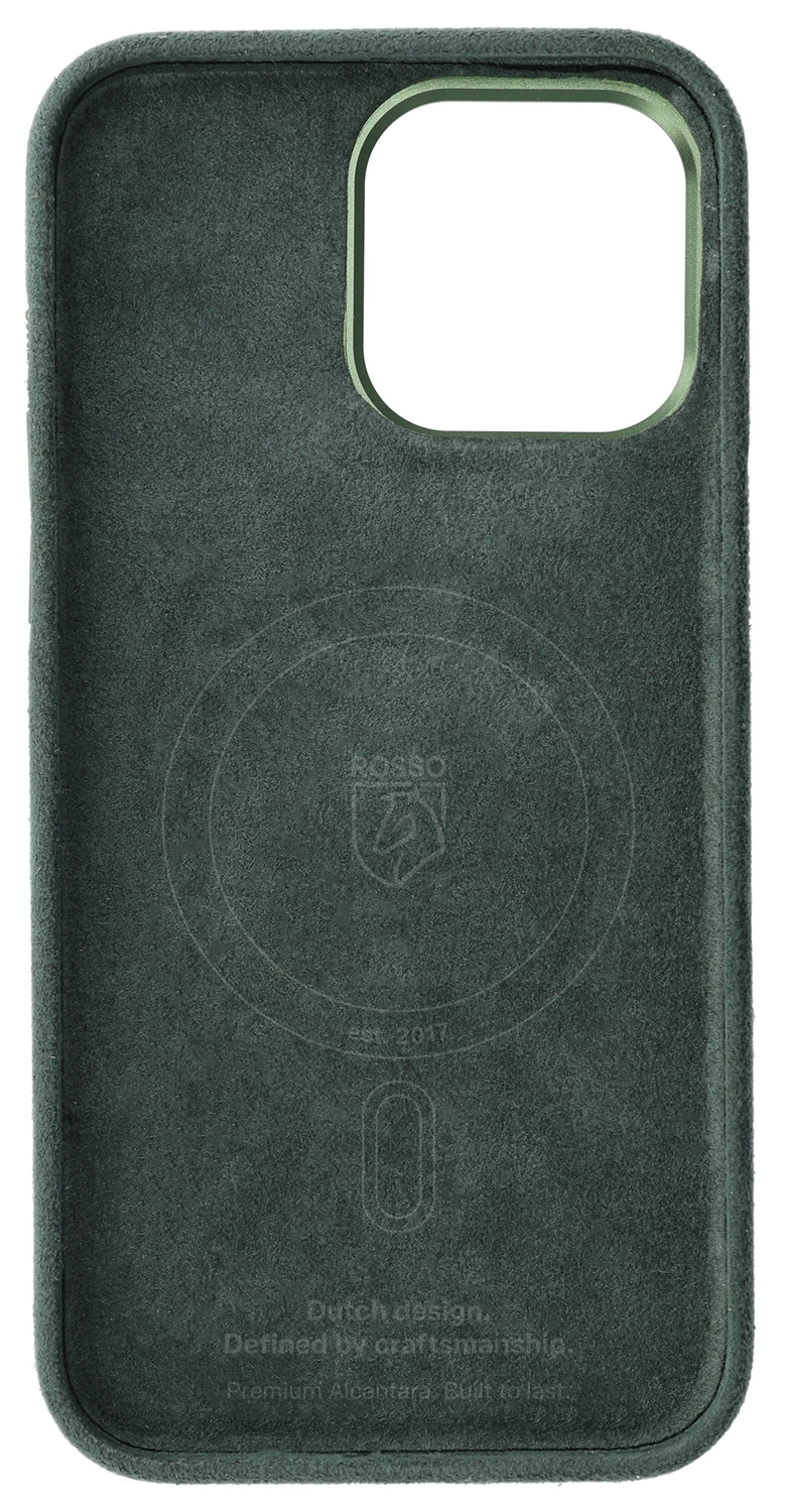 Rosso Avanti Apple iPhone 14 Pro Hoesje Alcantara MagSafe Back Cover Groen afbeelding 8