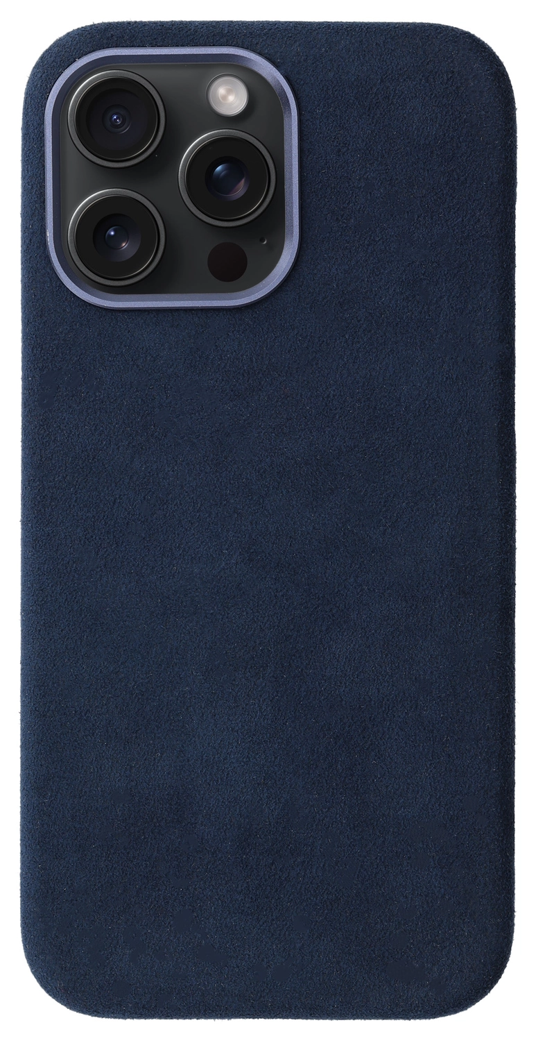 Rosso Avanti iPhone 14 Pro Max Hoesje Alcantara MagSafe Back Cover Blauw afbeelding 1
