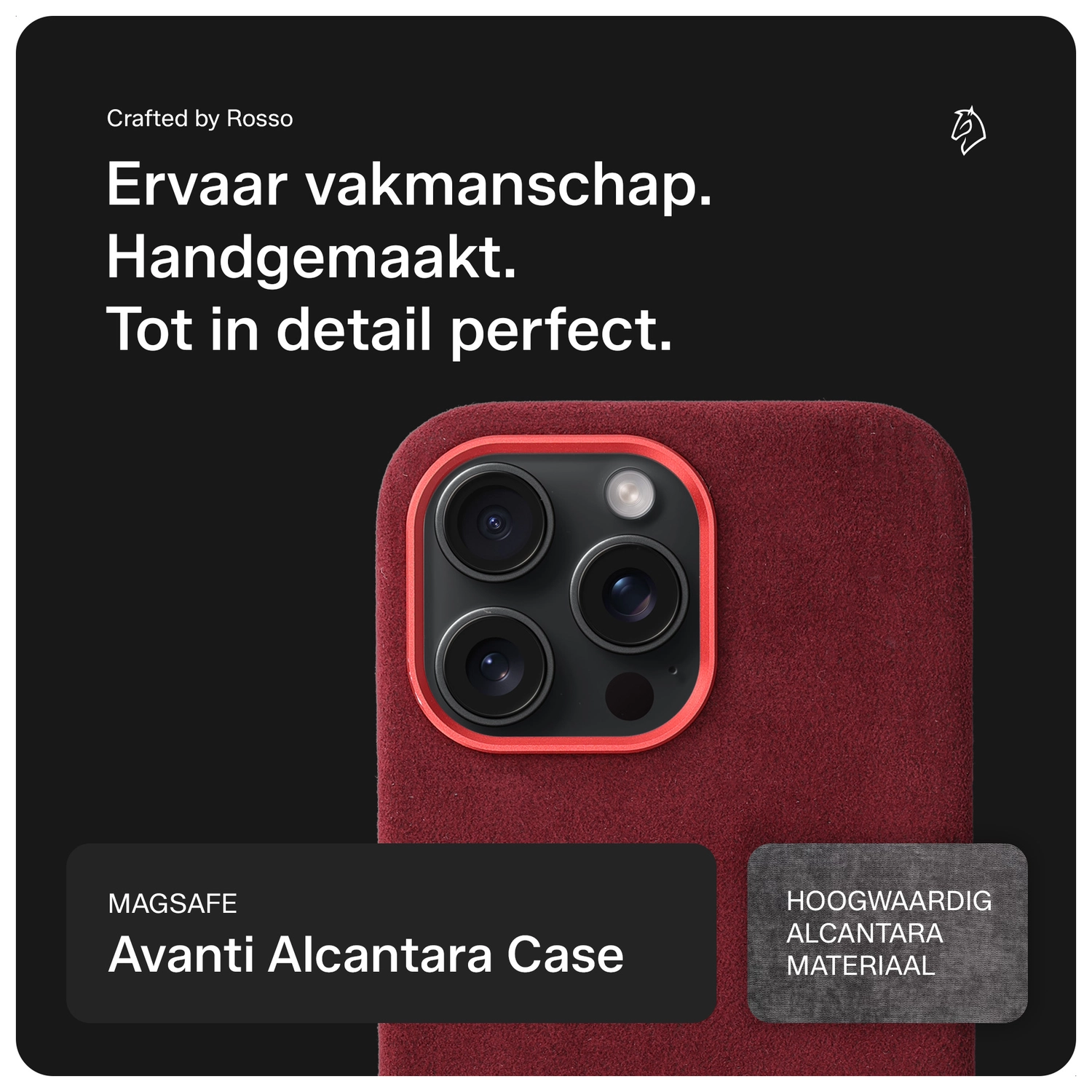 Rosso Avanti iPhone 14 Pro Max Hoesje Alcantara MagSafe Back Cover Burgundy afbeelding 4