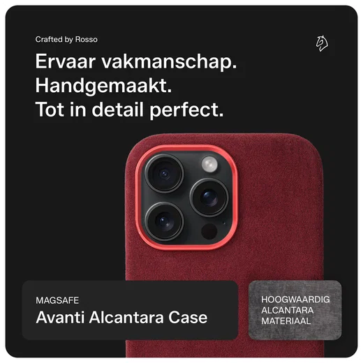 Rosso Avanti iPhone 14 Pro Max Hoesje Alcantara MagSafe Back Cover Burgundy afbeelding 4