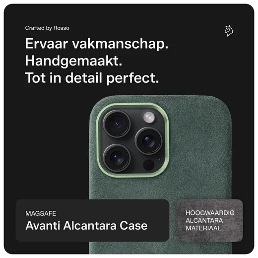 Rosso Avanti iPhone 14 Pro Max Hoesje Alcantara MagSafe Back Cover Groen afbeelding 4