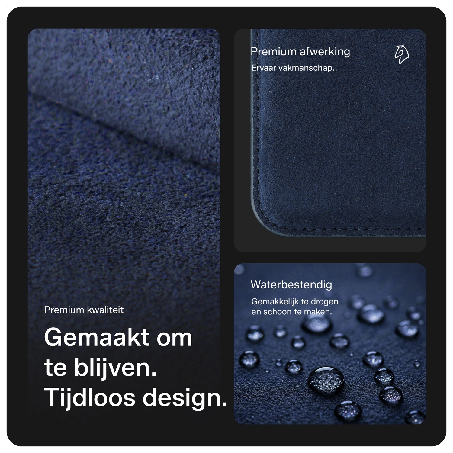 Rosso Avanti Alcantara Wallet MagSafe Kaarthouder / Pasjeshouder Blauw afbeelding 2