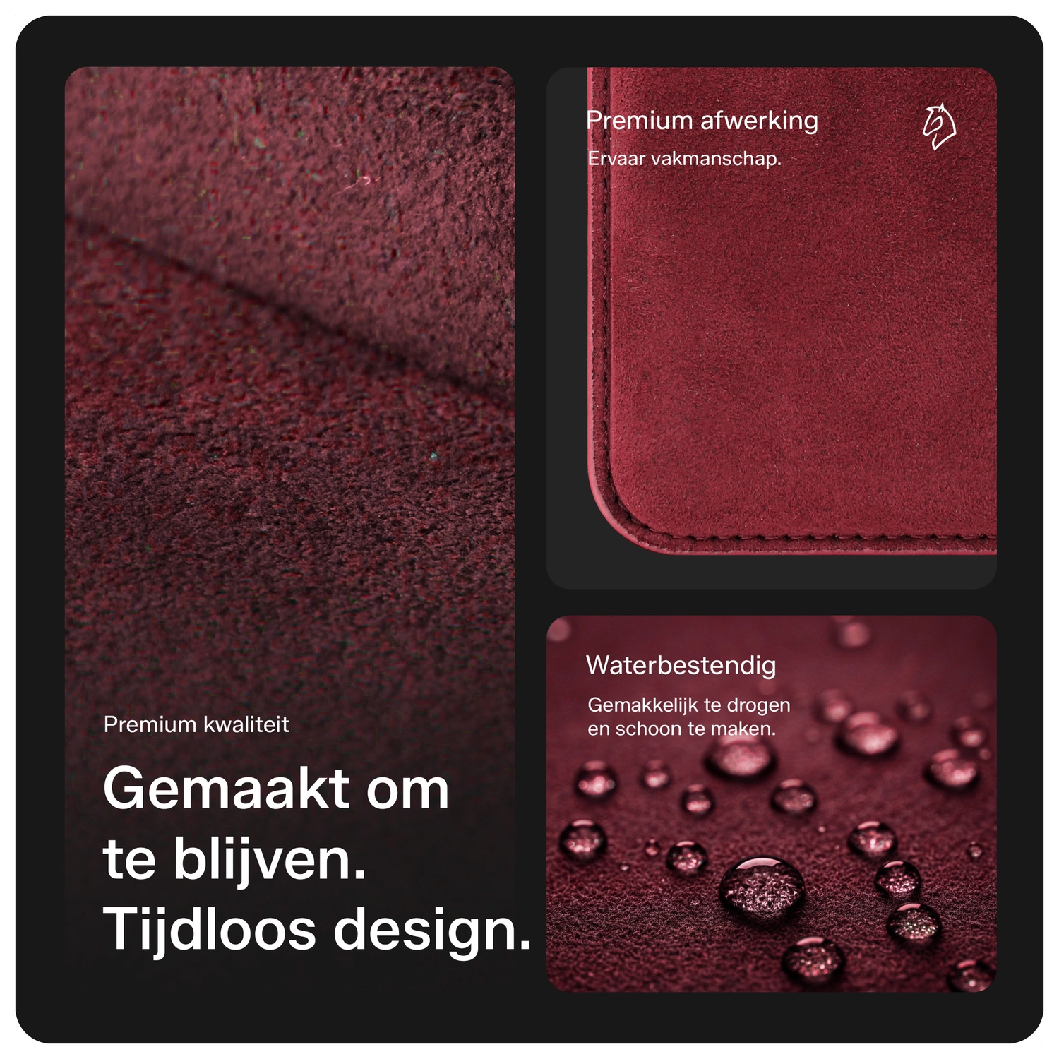 Rosso Avanti Alcantara Wallet MagSafe Kaarthouder / Pasjeshouder Burgundy afbeelding 2