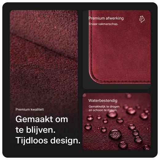 Rosso Avanti Alcantara Wallet MagSafe Kaarthouder / Pasjeshouder Burgundy afbeelding 2