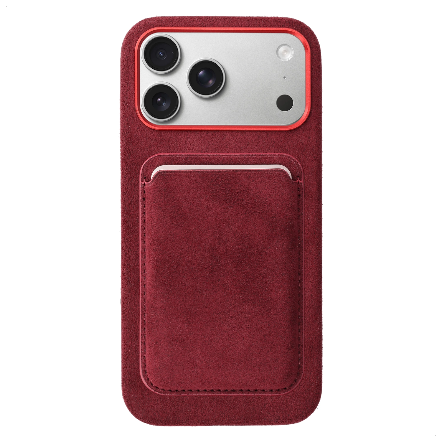 Rosso Avanti Alcantara Wallet MagSafe Kaarthouder / Pasjeshouder Burgundy afbeelding 7