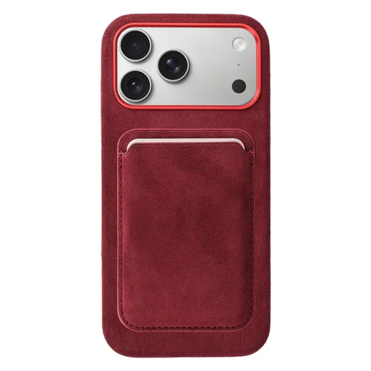 Rosso Avanti Alcantara Wallet MagSafe Kaarthouder / Pasjeshouder Burgundy afbeelding 7