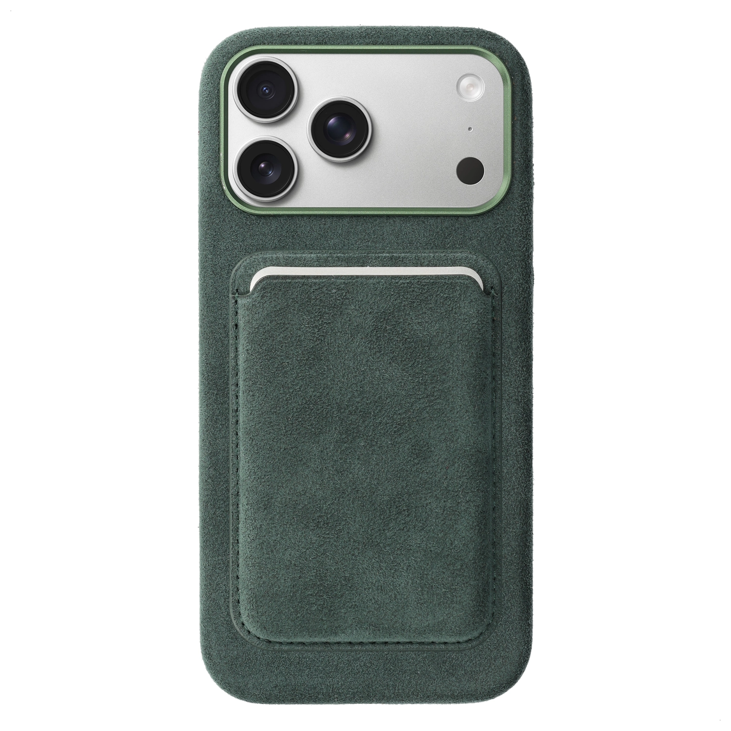 Rosso Avanti Alcantara Wallet MagSafe Kaarthouder / Pasjeshouder Groen afbeelding 7
