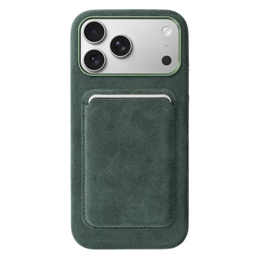 Rosso Avanti Alcantara Wallet MagSafe Kaarthouder / Pasjeshouder Groen afbeelding 7
