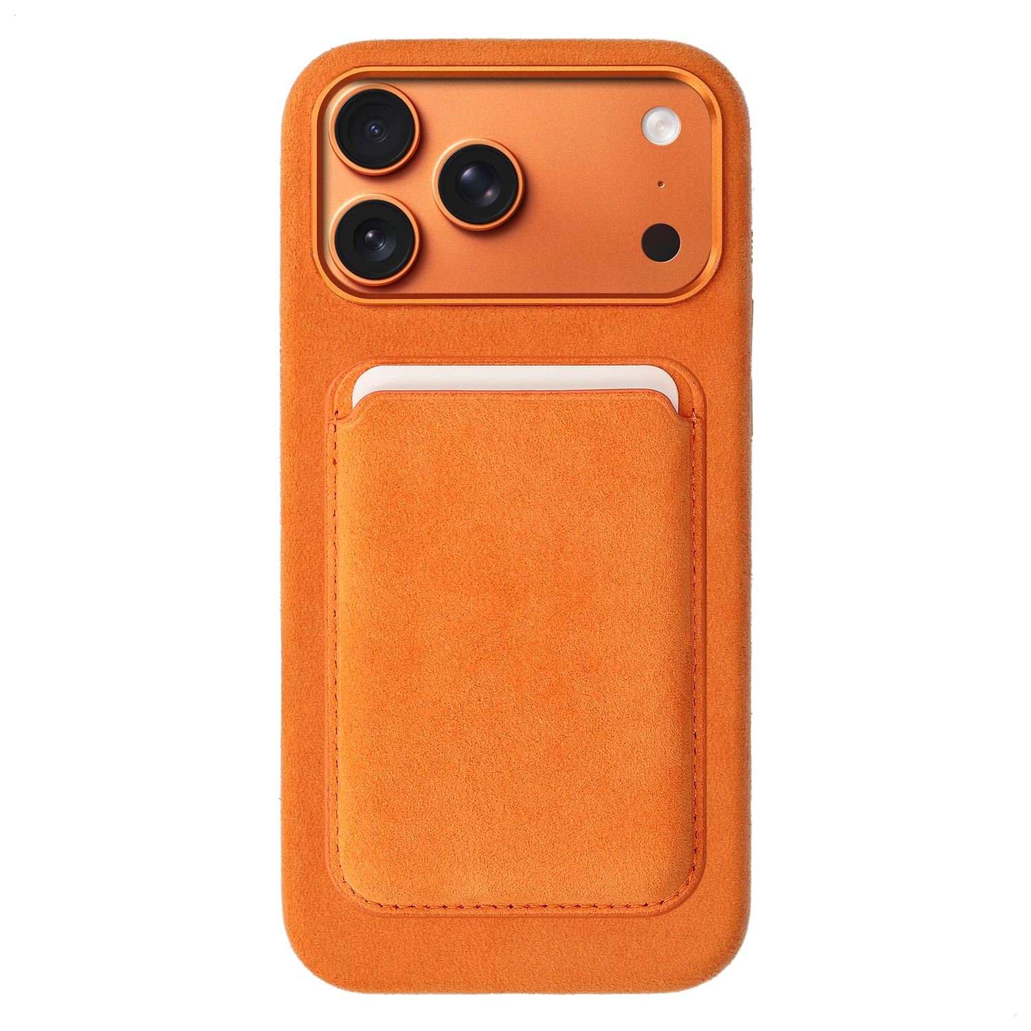 Rosso Avanti Alcantara Wallet MagSafe Kaarthouder / Pasjeshouder Oranje afbeelding 7