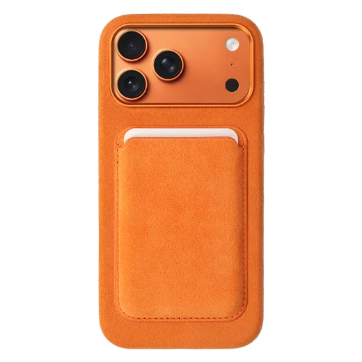 Rosso Avanti Alcantara Wallet MagSafe Kaarthouder / Pasjeshouder Oranje afbeelding 7
