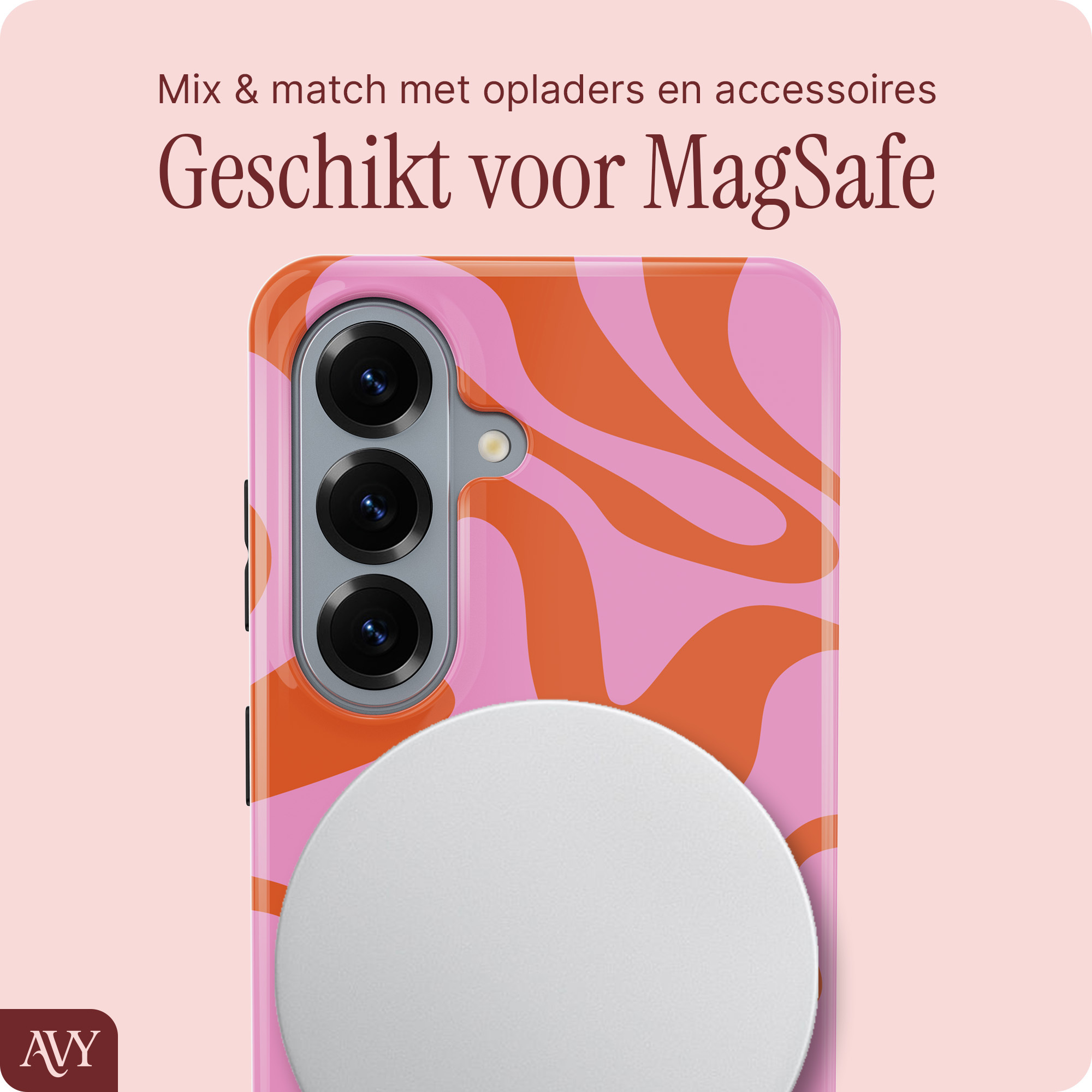 AVY Samsung Galaxy S26 Hoesje MagSafe Back Cover Rosé Twist afbeelding 6