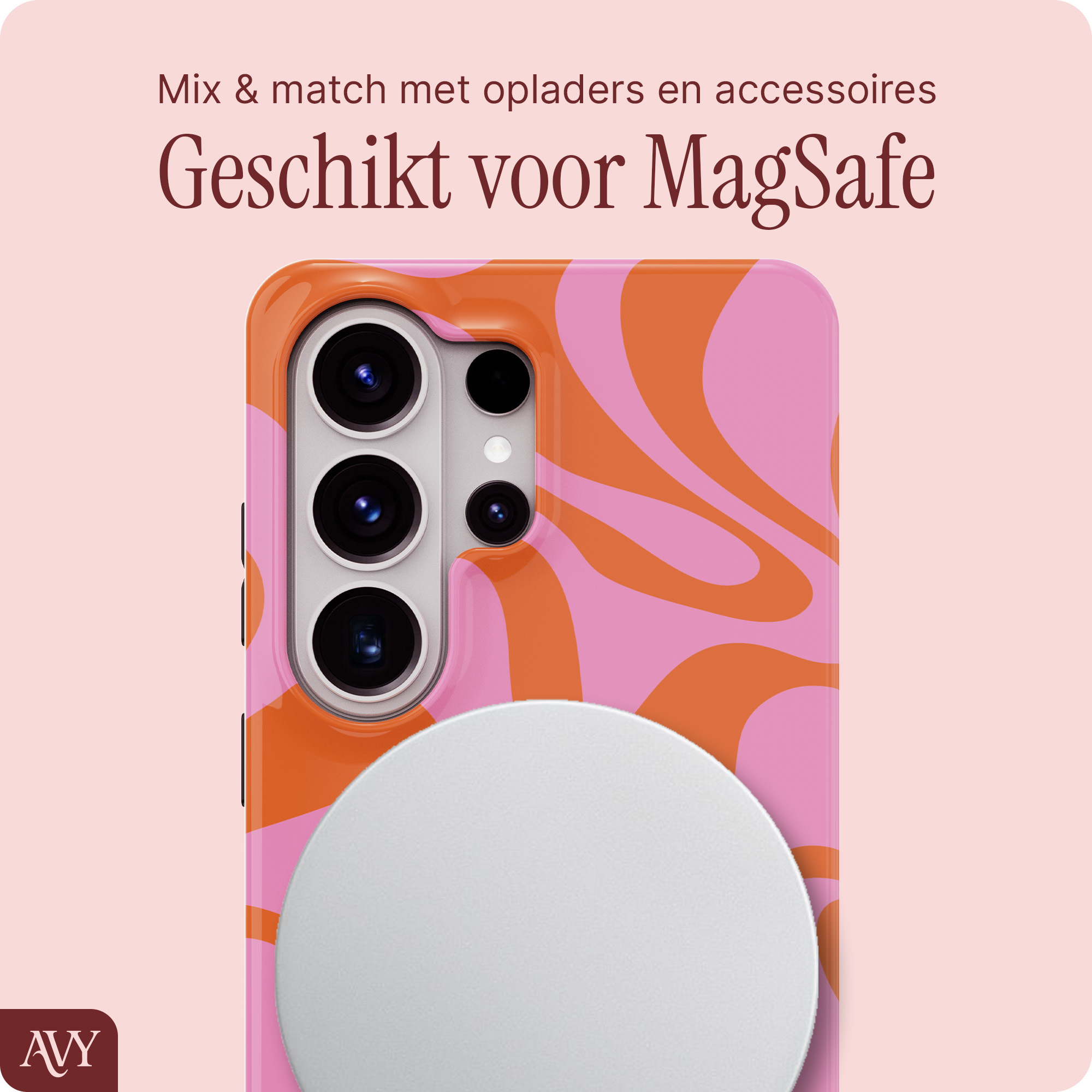 AVY Samsung Galaxy S26 Ultra Hoesje MagSafe Back Cover Rosé Twist afbeelding 6