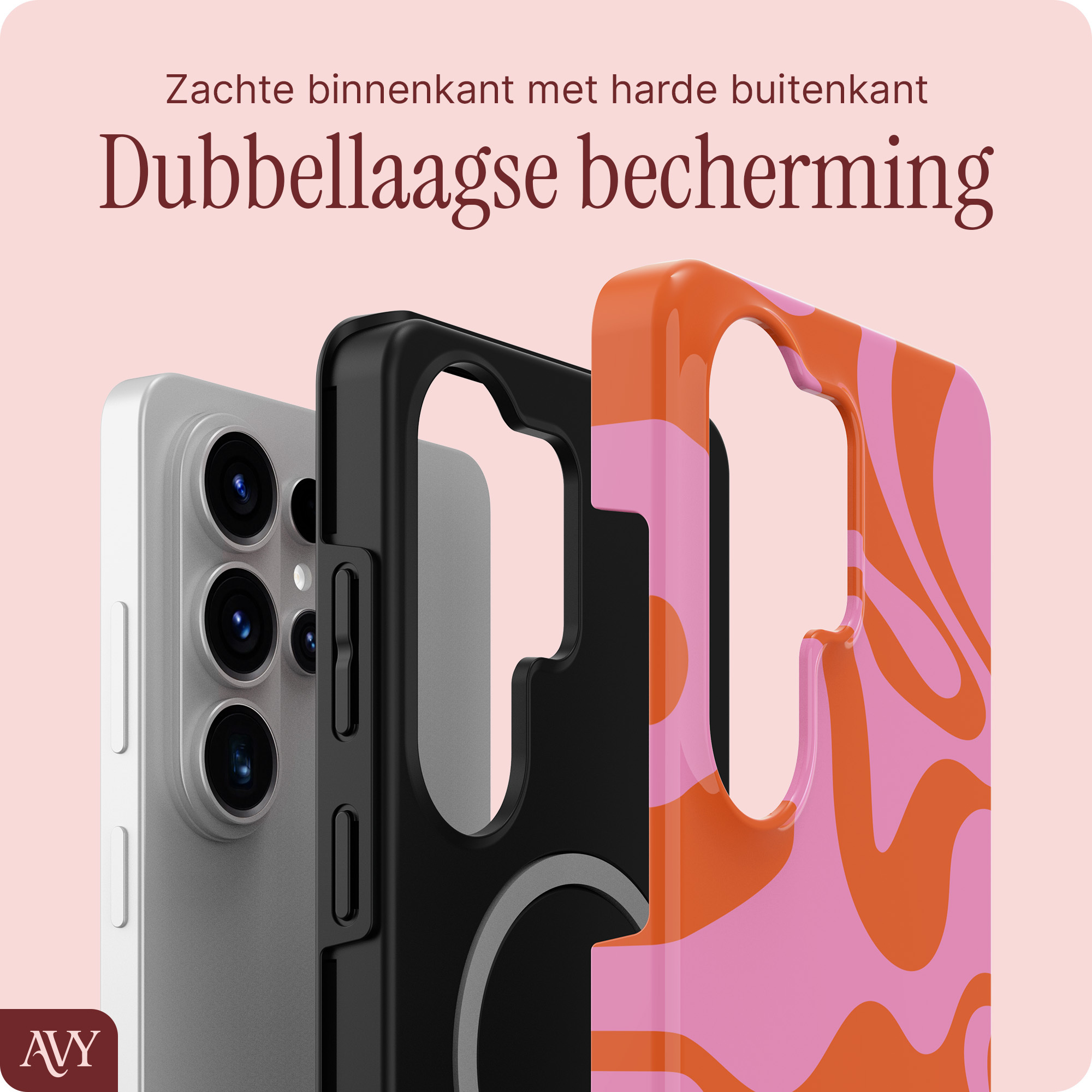 AVY Samsung Galaxy S26 Ultra Hoesje MagSafe Back Cover Rosé Twist afbeelding 5