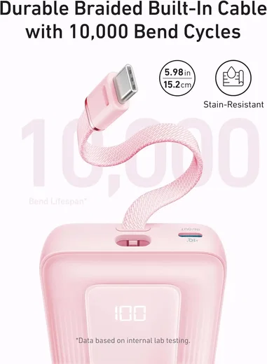 Anker Zolo 30W Powerbank met Ingebouwde Lanyard USB-C Kabel 20.000 mAh Wit afbeelding 5